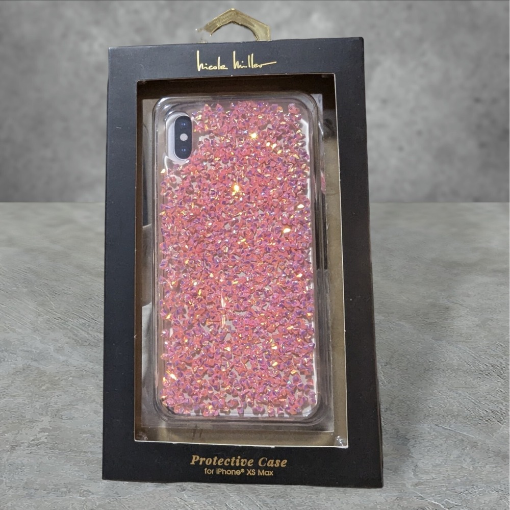 Y6. Nicole Miller Case For iPhone XS Max Pink Glitter Crystals Shimmery Sparkle